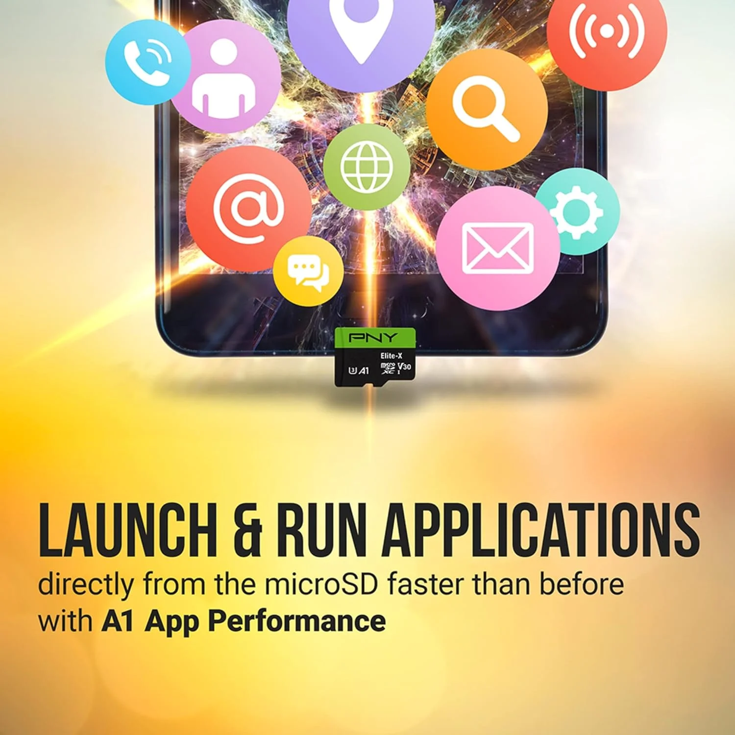 کارت حافظه میکرو اس دی PNY Elite-X با ظرفیت 128 گیگابایت، کلاس 10 U3 V30 - سرعت 100 مگابایت بر ثانیه، کلاس 10، U3، V30، A1، 4K UHD، Full HD، UHS-I، microSD