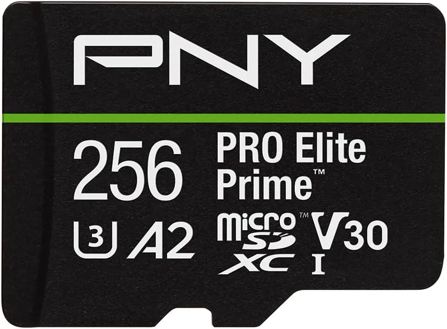 کارت حافظه میکرو اس دی PNY 256GB PRO Elite Prime™ C10 U3 V30 A2 – سرعت فوق العاده بالا، خواندن 200MB/s، نوشتن 150MB/s، 4K UHD، Full HD، UHS-I، برای تلفن های هوشمند، پهپادها، دوربین های اکشن