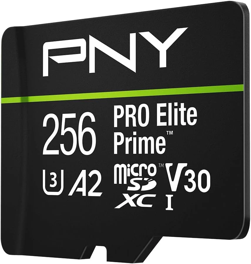 کارت حافظه میکرو اس دی PNY 256GB PRO Elite Prime™ C10 U3 V30 A2 – سرعت فوق العاده بالا، خواندن 200MB/s، نوشتن 150MB/s، 4K UHD، Full HD، UHS-I، برای تلفن های هوشمند، پهپادها، دوربین های اکشن