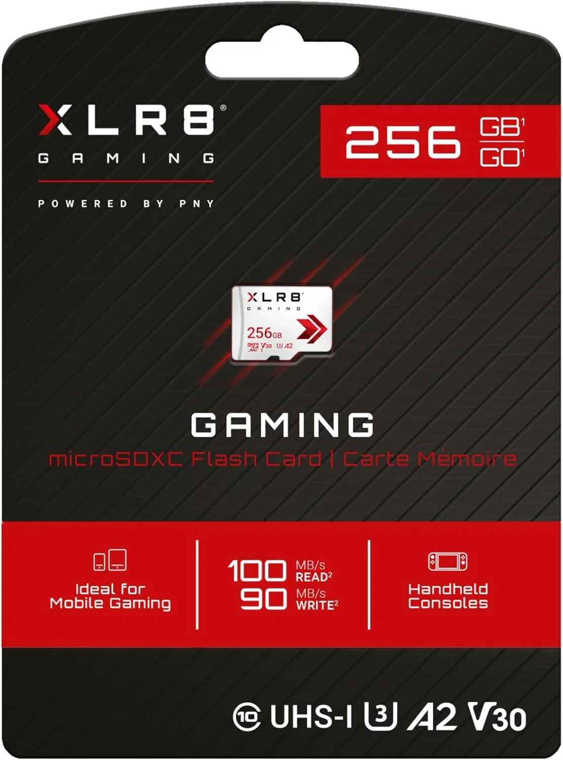 کارت حافظه میکرو اس دی PNY XLR8 Gaming با ظرفیت 128 گیگابایت - سرعت 100 مگابایت بر ثانیه، UHS-I، 4K UHD، Full HD، U3، V30، A2 - میکرو اس دی برای بازی های کنسول قابل حمل در نینتندو سوییچ، استیم دک، تلفن های هوشمند و تبلت ها