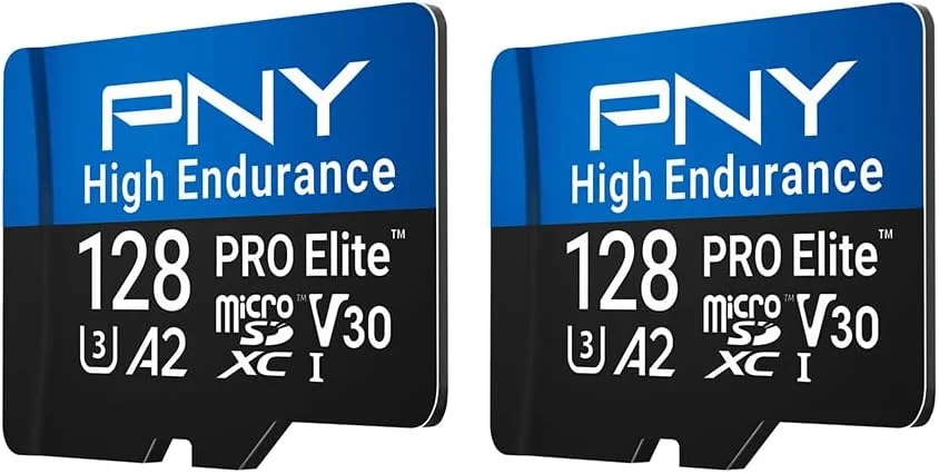 کارت حافظه میکرو اس دی PNY 128GB PRO Elite™ High Endurance C10 U3 V30 A2 – سرعت خواندن/نوشتن تا 100/90 مگابایت بر ثانیه، 4K UHD، Full HD، UHS-I، نظارت، امنیت خانه، ضبط مداوم، دوربین خودرو، بسته 2 عددی