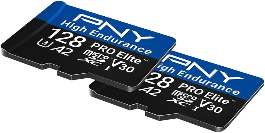 کارت حافظه میکرو اس دی PNY 128GB PRO Elite™ High Endurance C10 U3 V30 A2 – سرعت خواندن/نوشتن تا 100/90 مگابایت بر ثانیه، 4K UHD، Full HD، UHS-I، نظارت، امنیت خانه، ضبط مداوم، دوربین خودرو، بسته 2 عددی