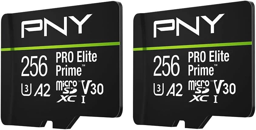 کارت حافظه فلش PNY 256GB PRO Elite Prime™ C10 U3 V30 A2 microSDXC – سرعت فوق العاده بالا، خواندن 200 مگابایت بر ثانیه، نوشتن 150 مگابایت بر ثانیه، 4K UHD، Full HD، UHS-I، برای تلفن های هوشمند، پهپادها، دوربین های اکشن، بسته 2 عددی