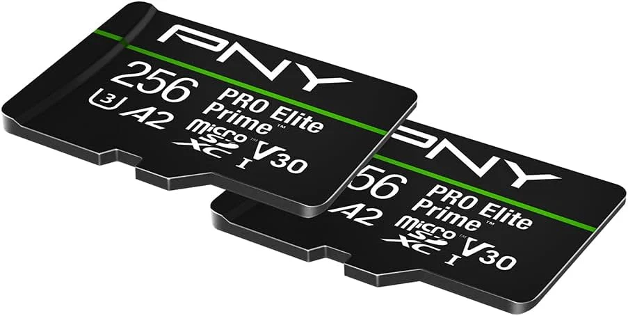کارت حافظه فلش PNY 256GB PRO Elite Prime™ C10 U3 V30 A2 microSDXC – سرعت فوق العاده بالا، خواندن 200 مگابایت بر ثانیه، نوشتن 150 مگابایت بر ثانیه، 4K UHD، Full HD، UHS-I، برای تلفن های هوشمند، پهپادها، دوربین های اکشن، بسته 2 عددی