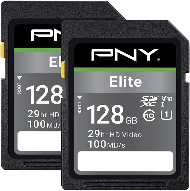 کارت حافظه فلش PNY Elite کلاس 10 U1 V10 SDXC با ظرفیت 128 گیگابایت، بسته 2 عددی - سرعت خواندن 100 مگابایت بر ثانیه، کلاس 10، U1، V10، Full HD، UHS-I، اندازه کامل SD کارت حافظه فلش PNY Elite کلاس 10 U1 V10 SDXC با ظرفیت 128 گیگابایت، بسته 2 عددی - سرعت خواندن 100 مگابایت بر ثانیه، کلاس 10، U1، V10، Full HD، UHS-I، اندازه کامل SD