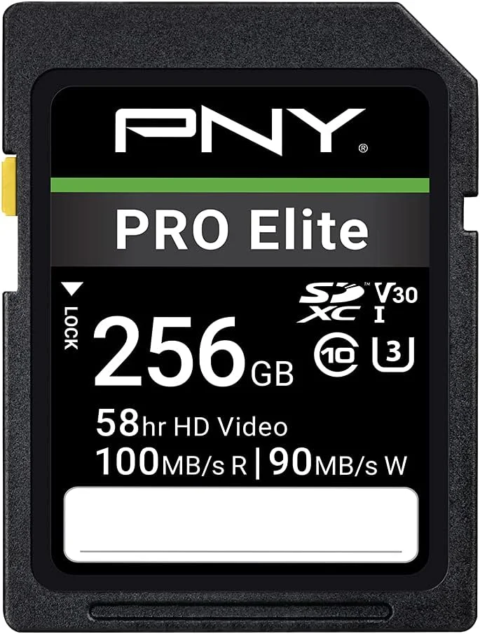 کارت حافظه فلش PNY PRO Elite کلاس 10 U3 V30 SDXC با ظرفیت 256 گیگابایت - سرعت 100 مگابایت بر ثانیه، کلاس 10، U3، V30، 4K UHD، Full HD، UHS-I، اندازه کامل SD کارت حافظه فلش PNY PRO Elite کلاس 10 U3 V30 SDXC با ظرفیت 256 گیگابایت - سرعت 100 مگابایت بر ثانیه، کلاس 10، U3، V30، 4K UHD، Full HD، UHS-I، اندازه کامل SD