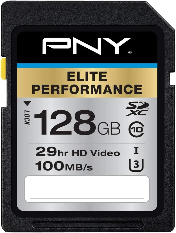 کارت حافظه فلش PNY 128GB Elite Performance Class 10 U3 SDXC - سرعت 95MB/s، کلاس 10، U3، 4K UHD، Full HD، UHS-I، اندازه کامل SD کارت حافظه فلش PNY 128GB Elite Performance Class 10 U3 SDXC - سرعت 95MB/s، کلاس 10، U3، 4K UHD، Full HD، UHS-I، اندازه کامل SD