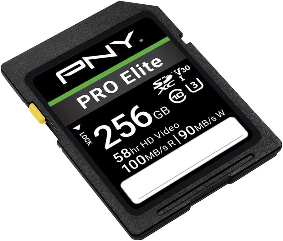کارت حافظه فلش PNY PRO Elite کلاس 10 U3 V30 SDXC با ظرفیت 256 گیگابایت - سرعت 100 مگابایت بر ثانیه، کلاس 10، U3، V30، 4K UHD، Full HD، UHS-I، اندازه کامل SD