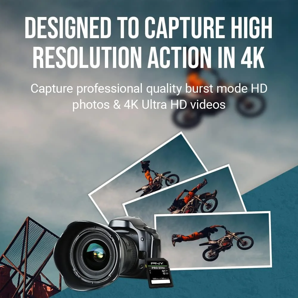 کارت حافظه فلش PNY PRO Elite کلاس 10 U3 V30 SDXC با ظرفیت 256 گیگابایت - سرعت 100 مگابایت بر ثانیه، کلاس 10، U3، V30، 4K UHD، Full HD، UHS-I، اندازه کامل SD