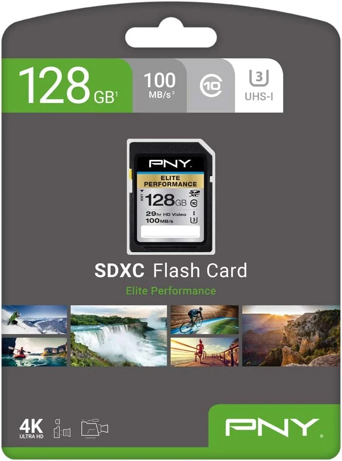کارت حافظه فلش PNY 128GB Elite Performance Class 10 U3 SDXC - سرعت 95MB/s، کلاس 10، U3، 4K UHD، Full HD، UHS-I، اندازه کامل SD