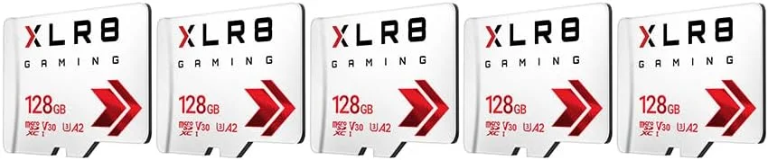کارت حافظه میکرو اس دی PNY 128GB XLR8 Gaming بسته 5 عددی - 100MB/s, UHS-I, 4K UHD, Full HD, U3, V30, A2 - میکرو اس دی برای بازی های کنسولی قابل حمل روی نینتندو سوییچ، استیم دک، تلفن های هوشمند و تبلت ها