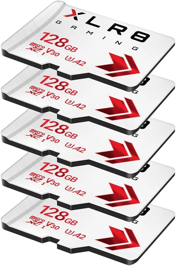 کارت حافظه میکرو اس دی PNY 128GB XLR8 Gaming بسته 5 عددی - 100MB/s, UHS-I, 4K UHD, Full HD, U3, V30, A2 - میکرو اس دی برای بازی های کنسولی قابل حمل روی نینتندو سوییچ، استیم دک، تلفن های هوشمند و تبلت ها