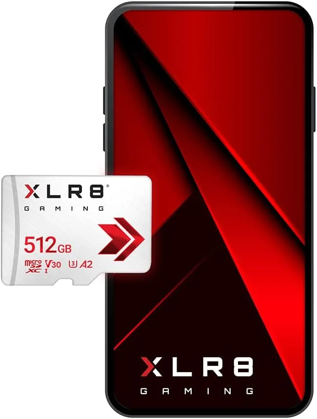 کارت حافظه فلش PNY XLR8 Gaming با ظرفیت 512 گیگابایت، کلاس 10 U3 V30 A2 microSDXC، سرعت خواندن تا 100 مگابایت بر ثانیه، ایده آل برای تلفن های هوشمند، تبلت ها و کنسول های دستی