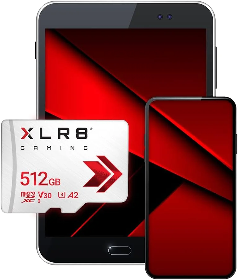 کارت حافظه فلش PNY XLR8 Gaming با ظرفیت 512 گیگابایت، کلاس 10 U3 V30 A2 microSDXC، سرعت خواندن تا 100 مگابایت بر ثانیه، ایده آل برای تلفن های هوشمند، تبلت ها و کنسول های دستی