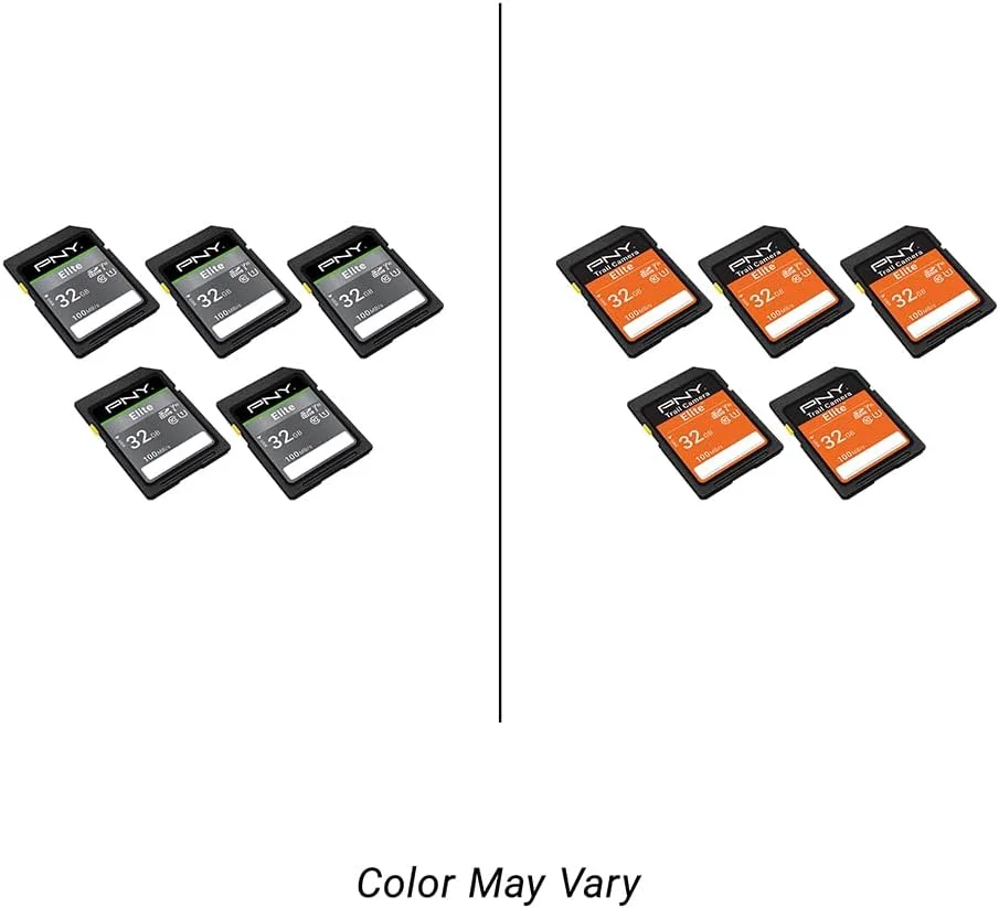 کارت حافظه فلش دوربین PNY 32GB Elite Class 10 U1 V10 SDHC با سرعت خواندن تا 100 مگابایت بر ثانیه، UHS-I، عکس HD، فیلم HD، برای دوربین های فضای باز، دوربین های DSLR، استفاده لمسی، علاقه مندان به حیات وحش، بسته 5 عددی