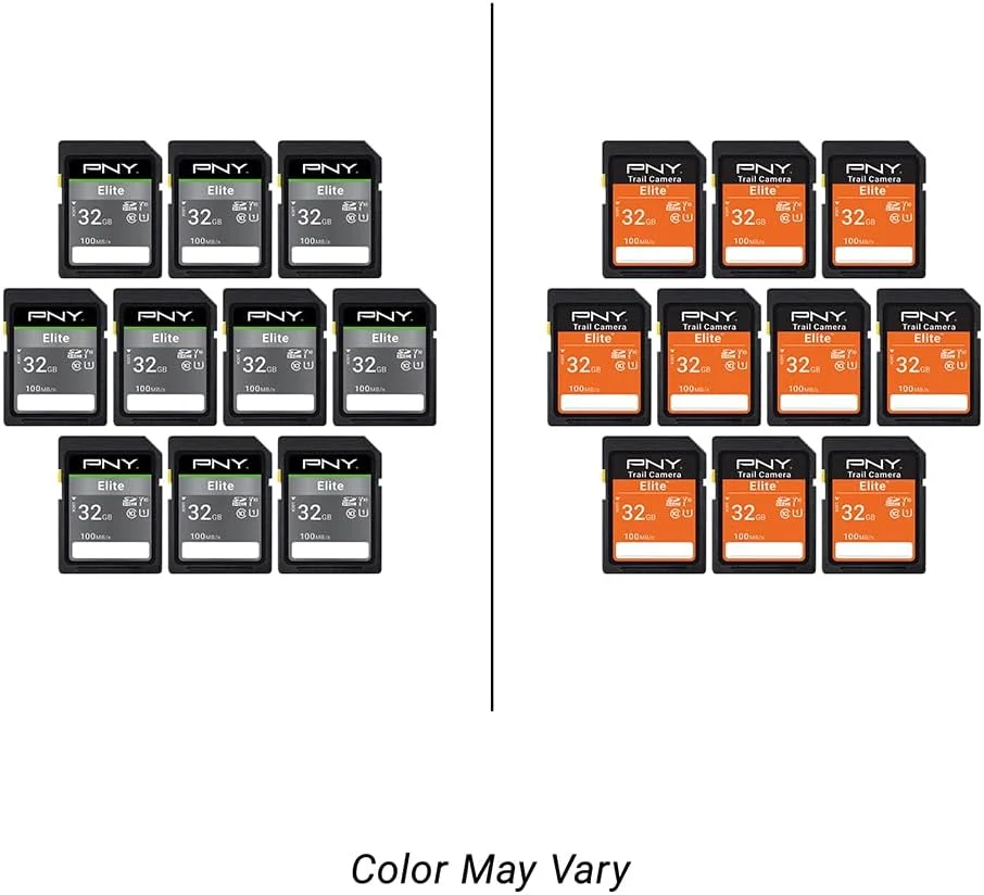 کارت حافظه فلش 32 گیگابایتی PNY Elite Class 10 U1 V10 SDHC مناسب دوربین های تریل، سرعت خواندن تا 100 مگابایت بر ثانیه، UHS-I، عکس HD، فیلم HD، برای دوربین های فضای باز، دوربین های DSLR، استفاده تاکتیکی، علاقه مندان به حیات وحش، بسته 10 عددی کارت حافظه فلش 32 گیگابایتی PNY Elite Class 10 U1 V10 SDHC مناسب دوربین های تریل، سرعت خواندن تا 100 مگابایت بر ثانیه، UHS-I، عکس HD، فیلم HD، برای دوربین های فضای باز، دوربین های DSLR، استفاده تاکتیکی، علاقه مندان به حیات وحش، بسته 10 عددی