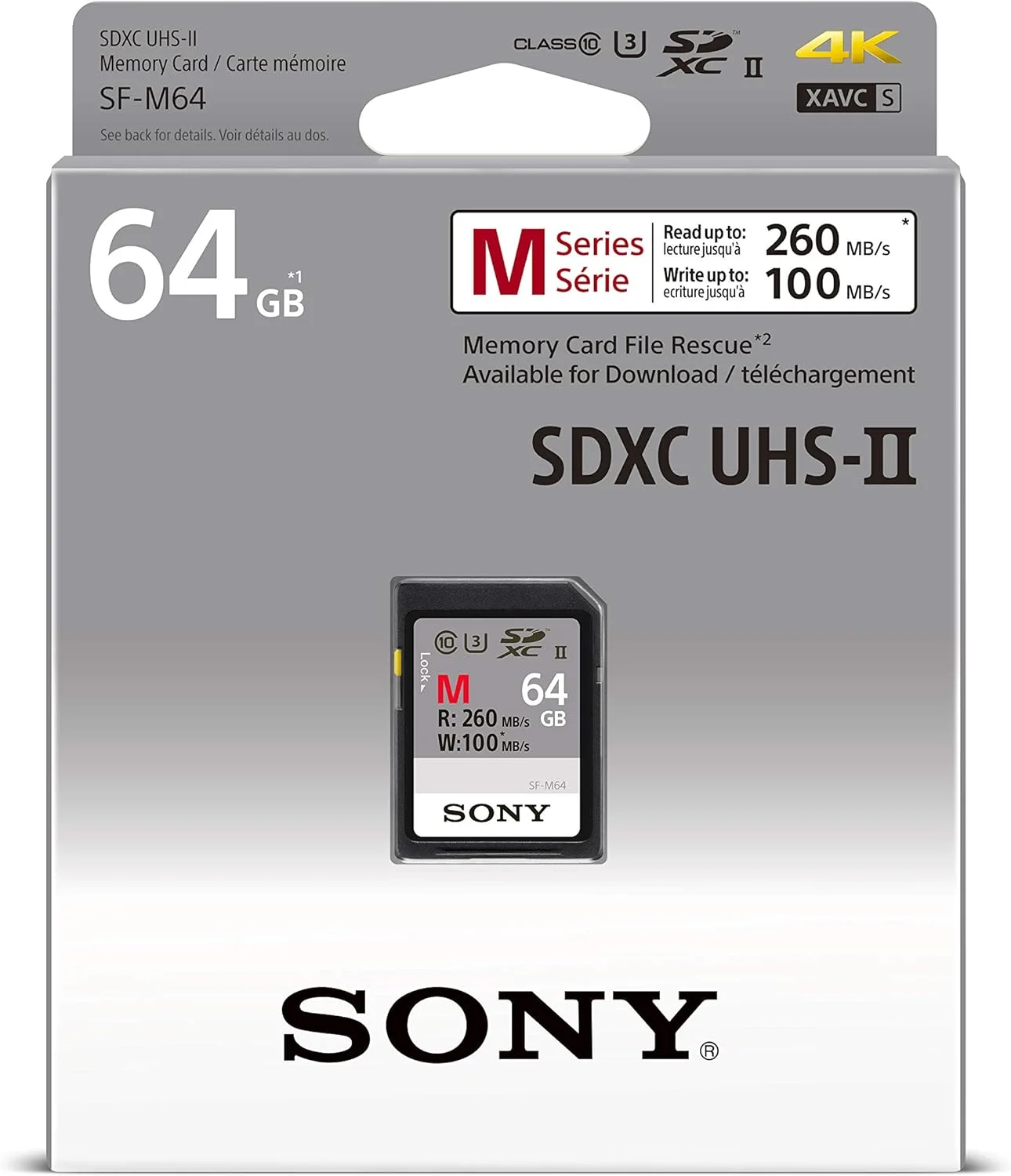 کارت حافظه 64 گیگابایتی UHS-II سری M سونی – کلاس 10، U3، V60، سرعت بالا تا 277 مگابایت بر ثانیه