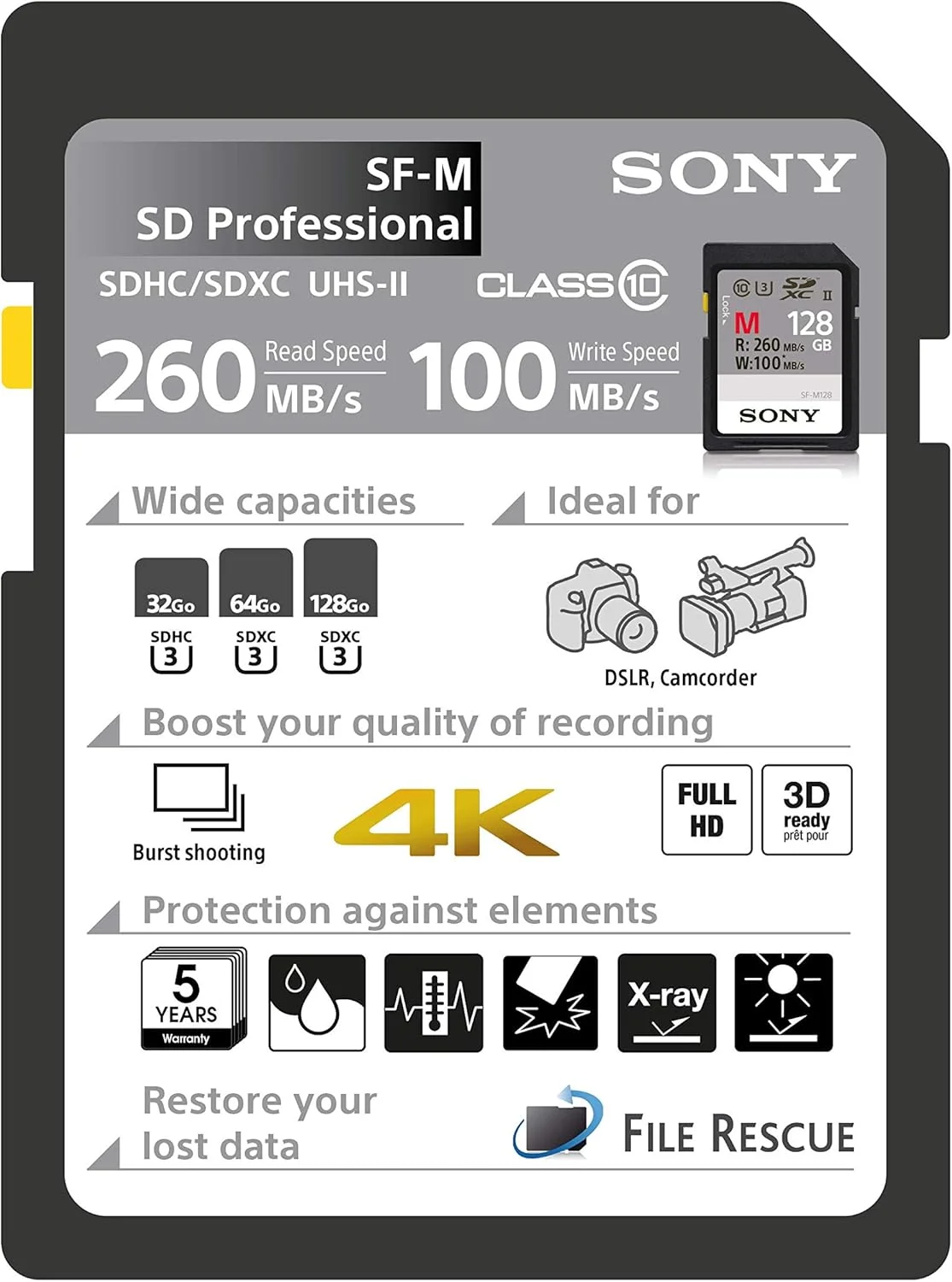 کارت حافظه 64 گیگابایتی UHS-II سری M سونی – کلاس 10، U3، V60، سرعت بالا تا 277 مگابایت بر ثانیه