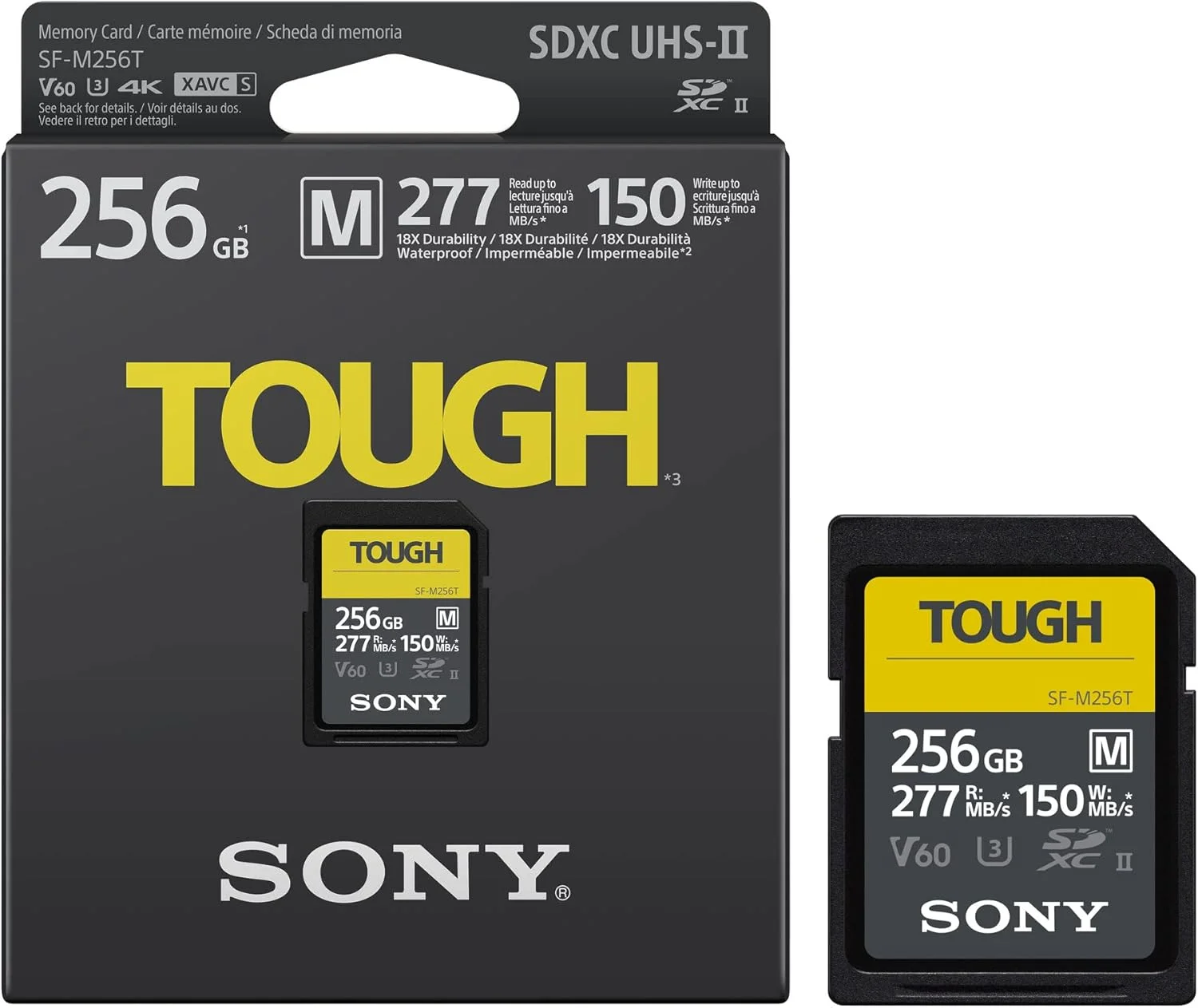 کارت حافظه دیجیتال 256 گیگابایتی Sony SDXC سری SF-M Tough - V60 UHS-II U3 - سرعت خواندن 277 مگابایت بر ثانیه و نوشتن 150 مگابایت بر ثانیه [SFM256T]