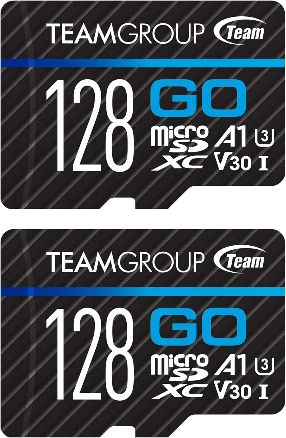 کارت حافظه TEAMGROUP GO با ظرفیت 128 گیگابایت بسته 2 عددی Micro SDXC UHS-I U3 V30 4K مناسب برای دوربین های GoPro و اکشن، کارت حافظه فلش پرسرعت به همراه آداپتور برای فضای باز، ورزش و فیلمبرداری 4K مدل TGUSDX128GU364