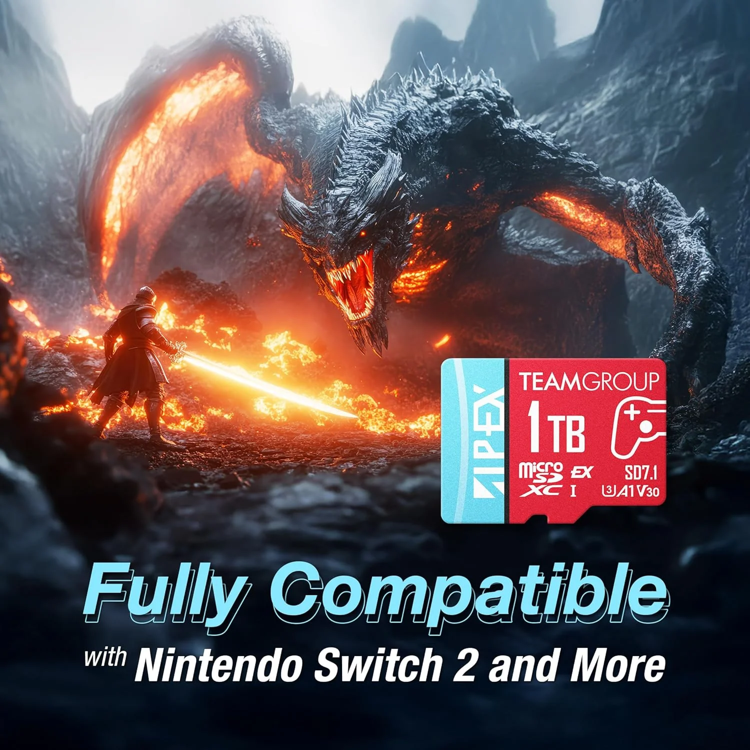 کارت TEAMGROUP APEX با ظرفیت 128 گیگابایت برای Nintendo Switch2 Micro SDXC Express UHS-I U3 A1 V30، سرعت خواندن/نوشتن تا 800/500 مگابایت بر ثانیه به همراه آداپتور مدل TAPMSDE128GIV30A102