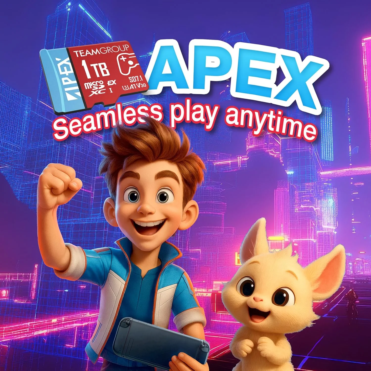 کارت TEAMGROUP APEX با ظرفیت 512 گیگابایت برای Nintendo Switch2 Micro SDXC Express UHS-I U3 A1 V30، سرعت خواندن/نوشتن تا 800/700 مگابایت بر ثانیه به همراه آداپتور مدل TAPMSDE512GIV30A102