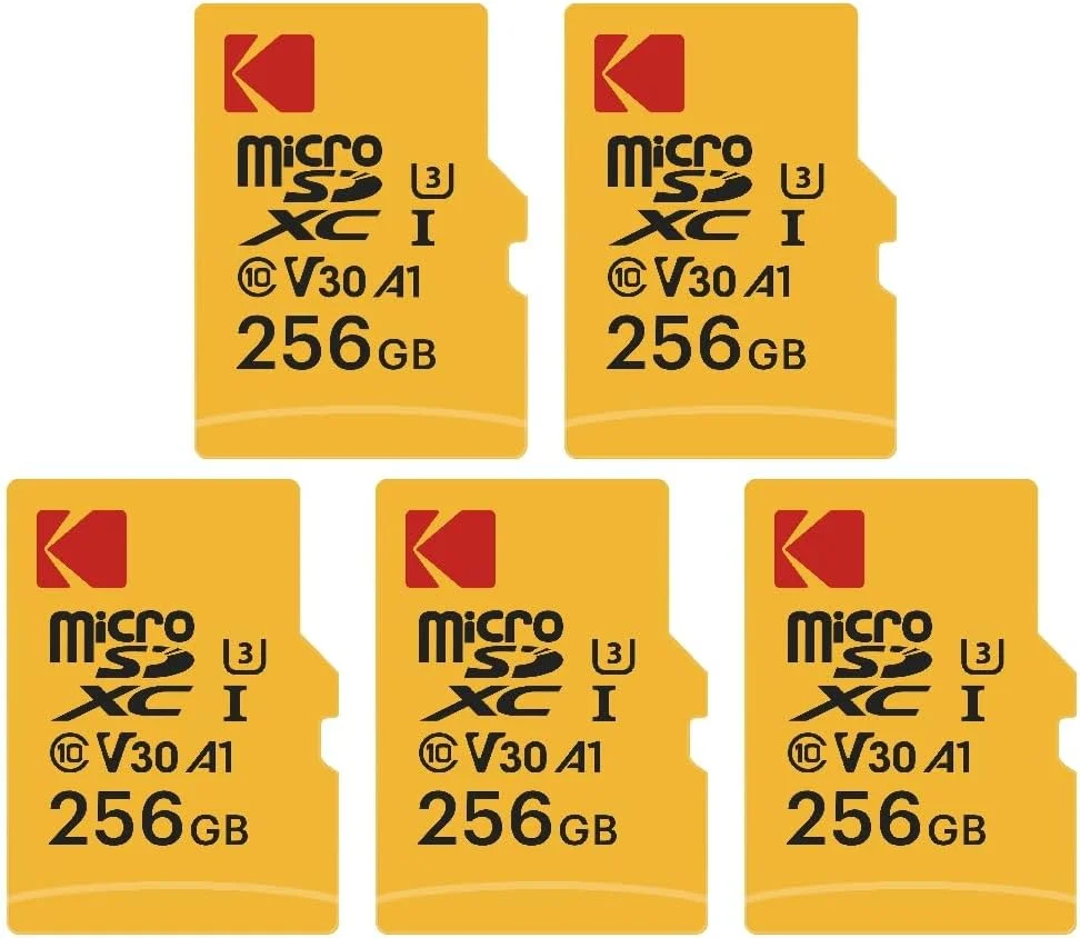 بسته 5 عددی کارت حافظه میکرو اس دی KODAK - 256 گیگابایت کلاس 10 با عملکرد بالا به همراه آداپتور