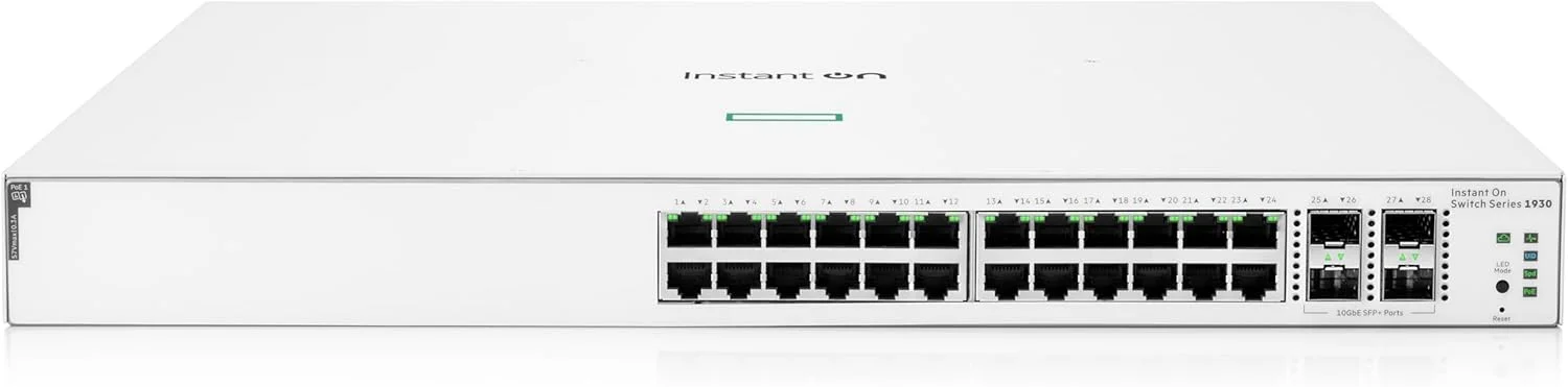سوئیچ 24 پورت HPE Networking Instant On 1930 24G Class 4 PoE با 4 پورت SFP/SFP+ و توان 195 وات - سوئیچ - L3 - مدیریتی - 24 پورت 10/100/1000 (PoE)