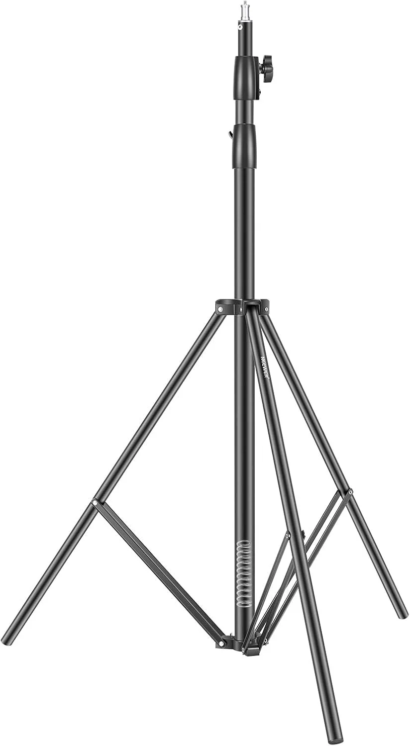 پایه نور سنگین نیور 3 متری، سه پایه فلزی فنری قابل تنظیم برای استودیو عکس، سافت باکس، فلاش مونو لایت، رینگ لایت و سایر تجهیزات عکاسی (مشکی)
