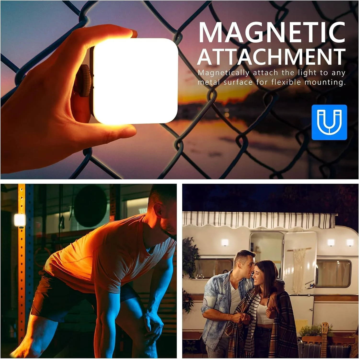 نور ویدئویی مغناطیسی RGB نیوئر، نور دوربین LED RGB61 تمام رنگی 360 درجه با 3 مانت کفشک سرد/CRI 97+/20 حالت صحنه/2500K-8500K/نور سلفی عکاسی قابل حمل قابل شارژ 2000mAh