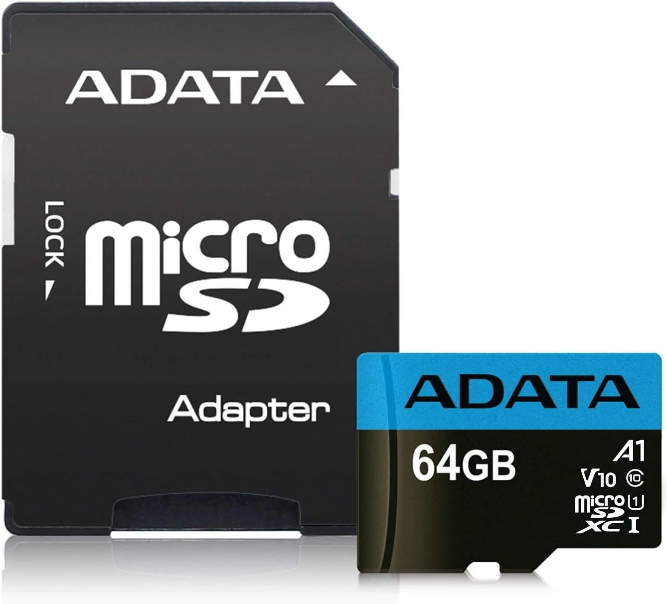 ADATA 64GB, microSDHC, Class 10 کارت حافظه فلش 64 گیگابایتی Class 10 UHS-I - کارت حافظه فلش (microSDHC, Class 10, 64GB, MicroSDHC, Class 10, UHS-I, 85MB/s, مشکی، آبی)