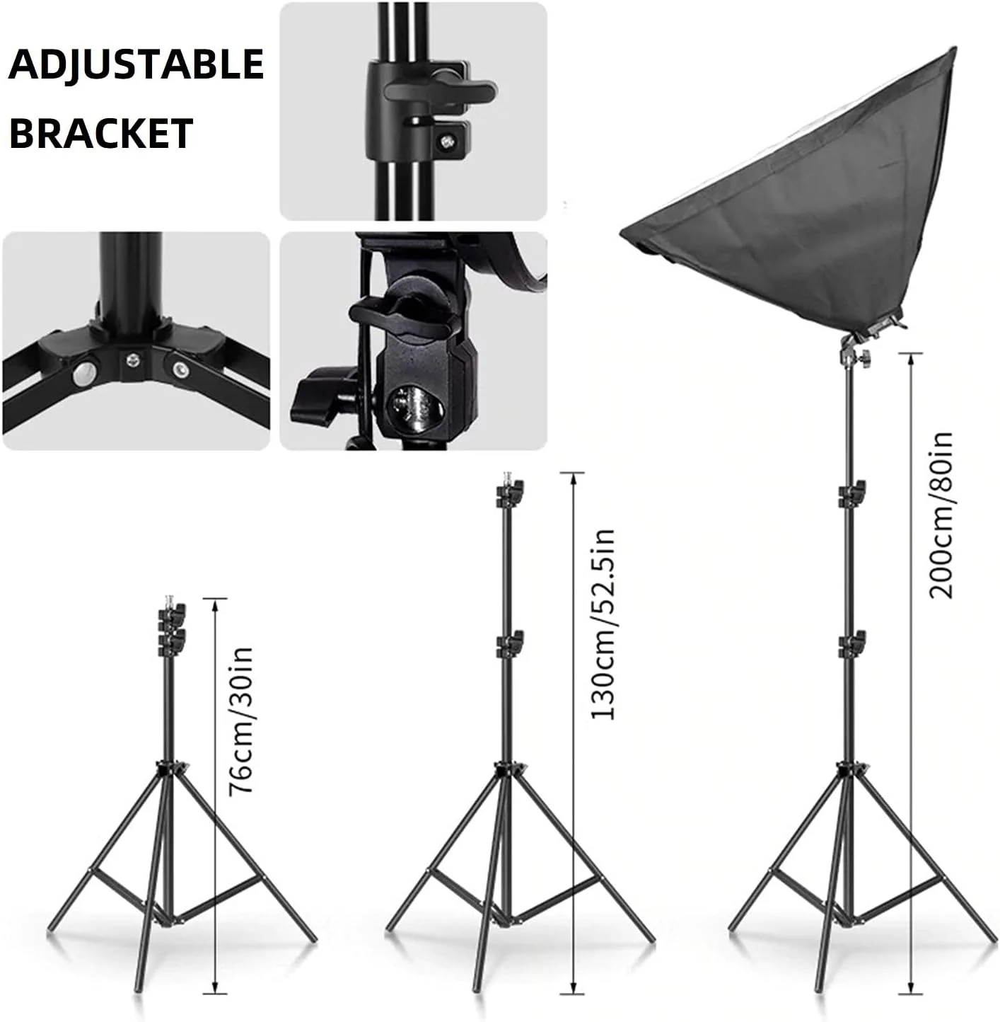 ست تجهیزات نورپردازی مستطیلی سافت باکس عکاسی eWINNER، 2 عدد سافت باکس 50x70 سانتی متر و 2 عدد پایه نگهدارنده نور، مناسب استودیو عکاسی