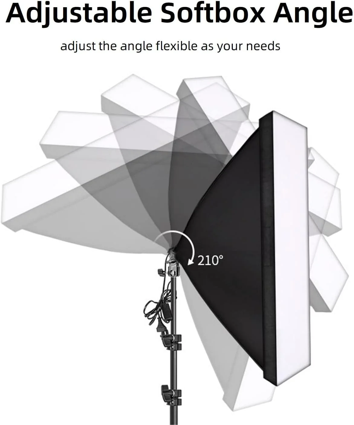 کیت نورپردازی سافت باکس عکاسی ای وینر، سیستم نور پیوسته حرفه ای، سافت باکس تاشو برای تجهیزات استودیوی عکس، 50x70 سانتی متر، سوکت E27 (1 ست)