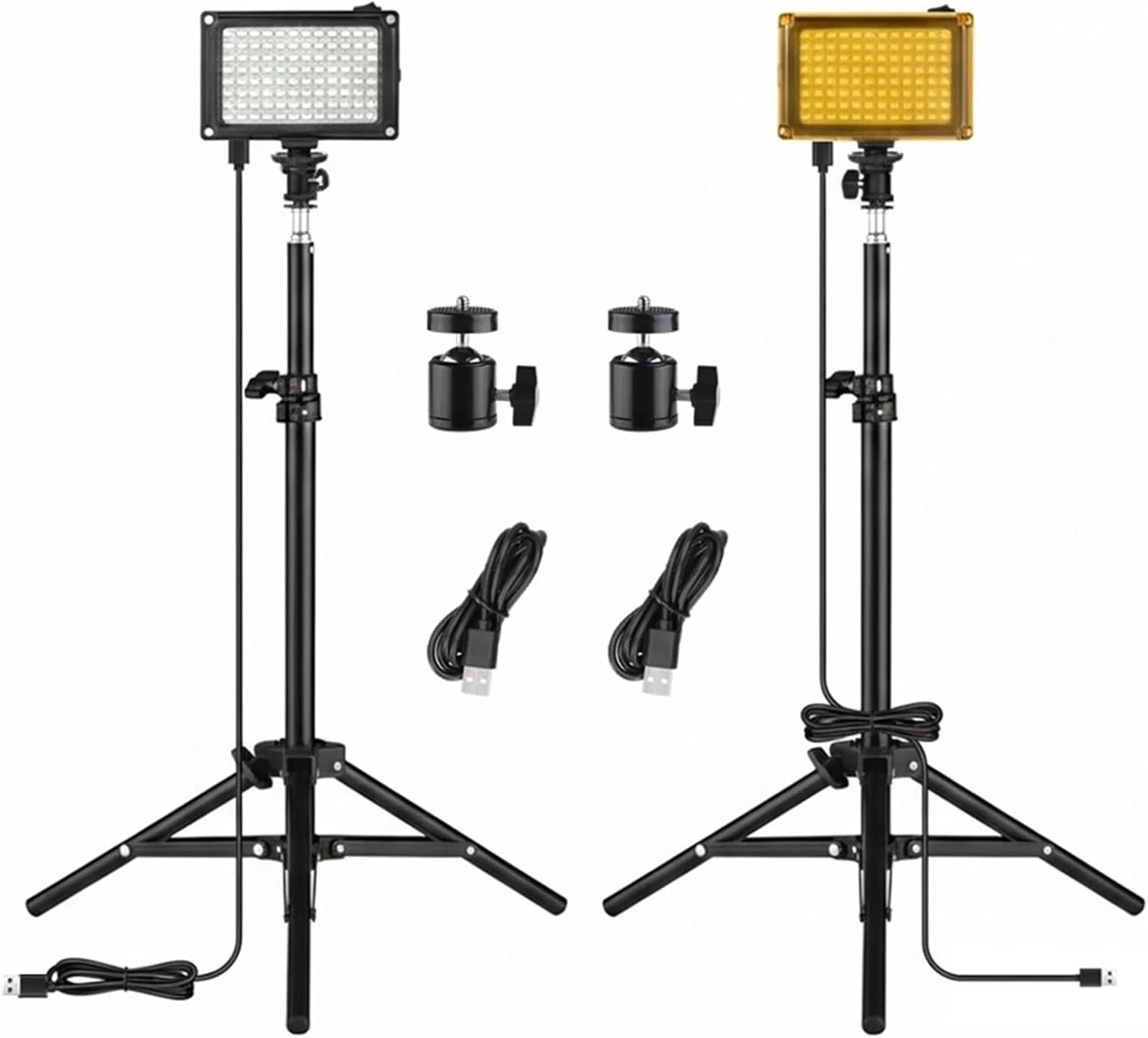 کیت نور ویدئویی LED حرفه ای eWINNER، بسته 2 عددی با پایه، 96 LED دو رنگ 3200K-5500K با قابلیت تنظیم نور برای دوربین های DSLR / یوتیوب / پخش زنده تیک تاک / ولاگ / مصاحبه / تولید محتوا