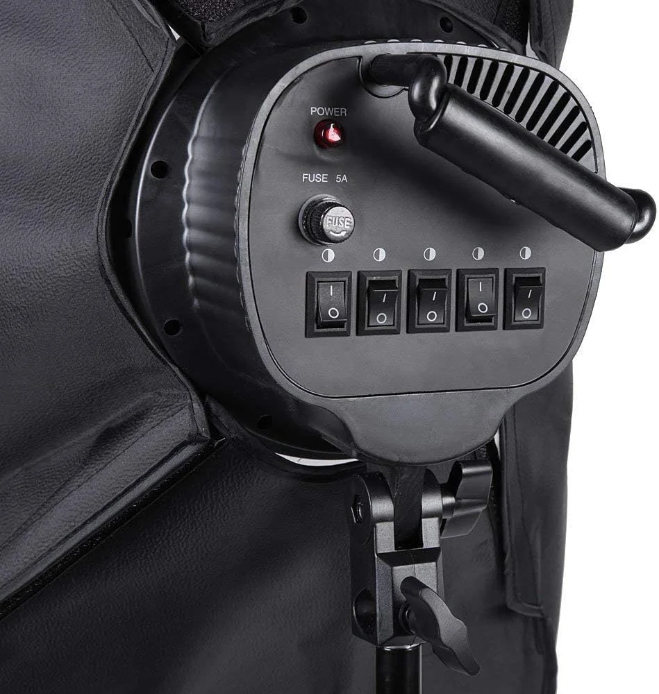 کیت نورپردازی سافت باکس eWINNER 50x70 سانتی‌متر، سوکت 5 در 1، 10 عدد لامپ 150 وات 5500K، 2 عدد پایه قابل تنظیم، کیف حمل برای استودیو عکس/فیلم، عکاسی پرتره و محصول