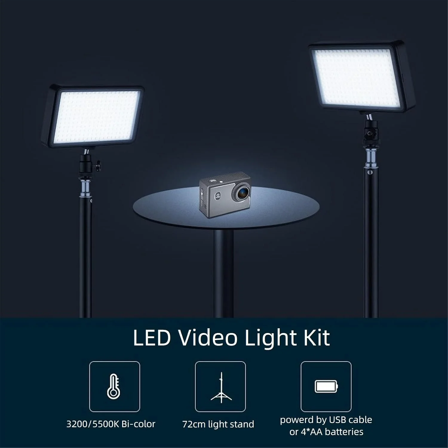 کیت نور ویدئویی LED حرفه ای eWINNER، بسته 2 عددی با پایه، 96 LED دو رنگ 3200K-5500K با قابلیت تنظیم نور برای دوربین های DSLR / یوتیوب / پخش زنده تیک تاک / ولاگ / مصاحبه / تولید محتوا