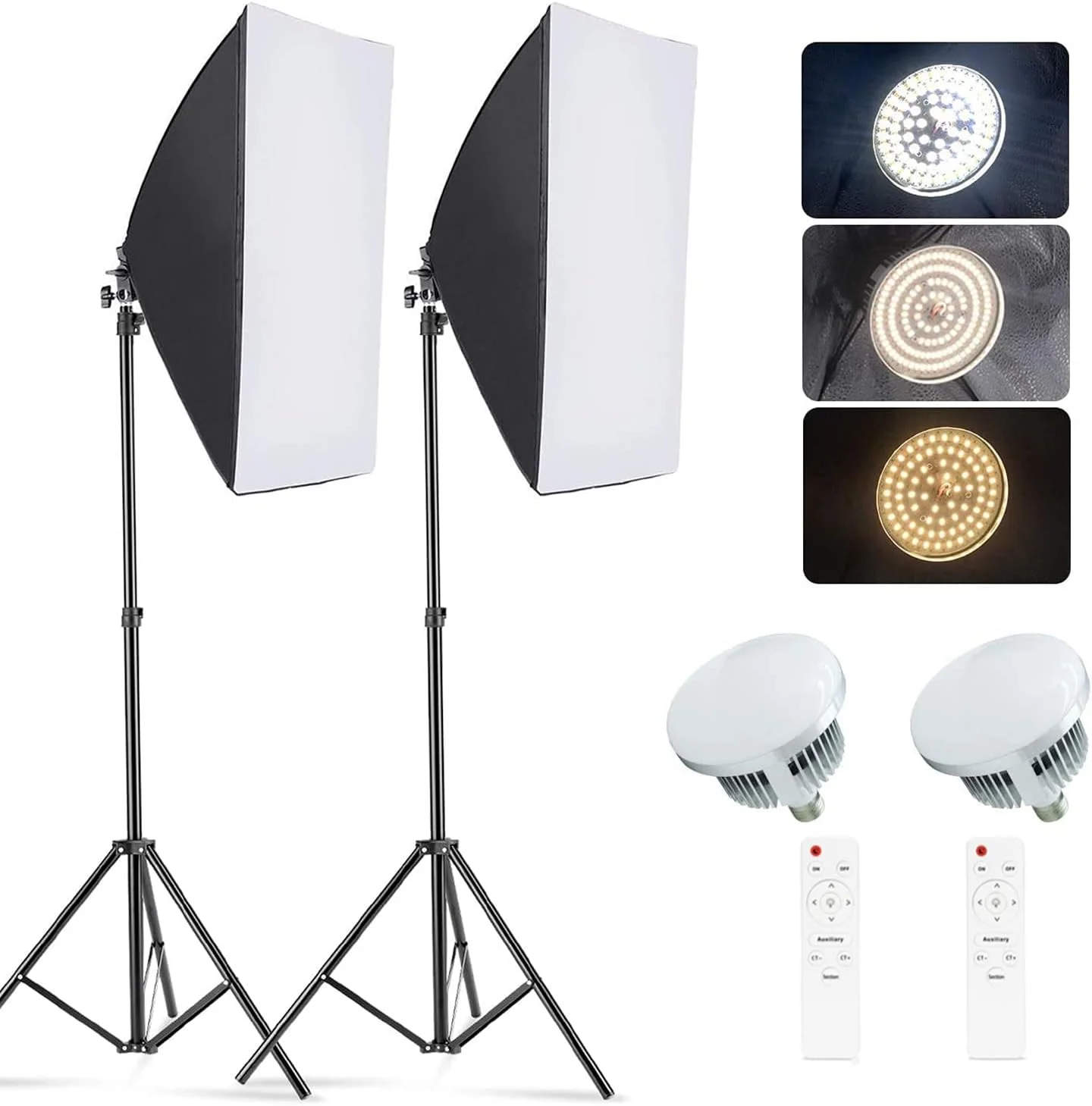کیت جعبه نور سافت باکس استودیوی عکاسی eWINNER، بازتابنده نور 50x70 سانتی متر با پایه 200 سانتی متری، سوکت E27، نور از راه دور برای عکاسی پرتره، مد، تبلیغات، فیلمبرداری یوتیوب