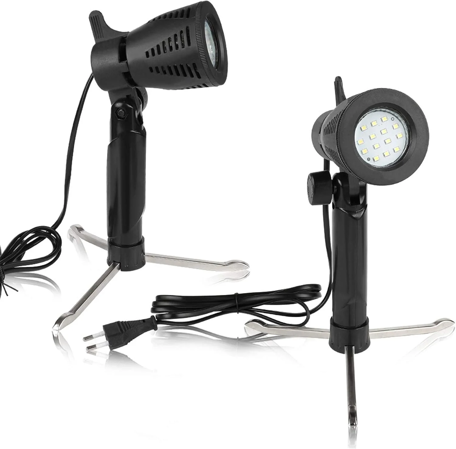 eWINNER ست 2 عددی چراغ رومیزی استودیوی عکس با نور سفید گرم 3500k به همراه پایه و لامپ برای جعبه نور عکاسی