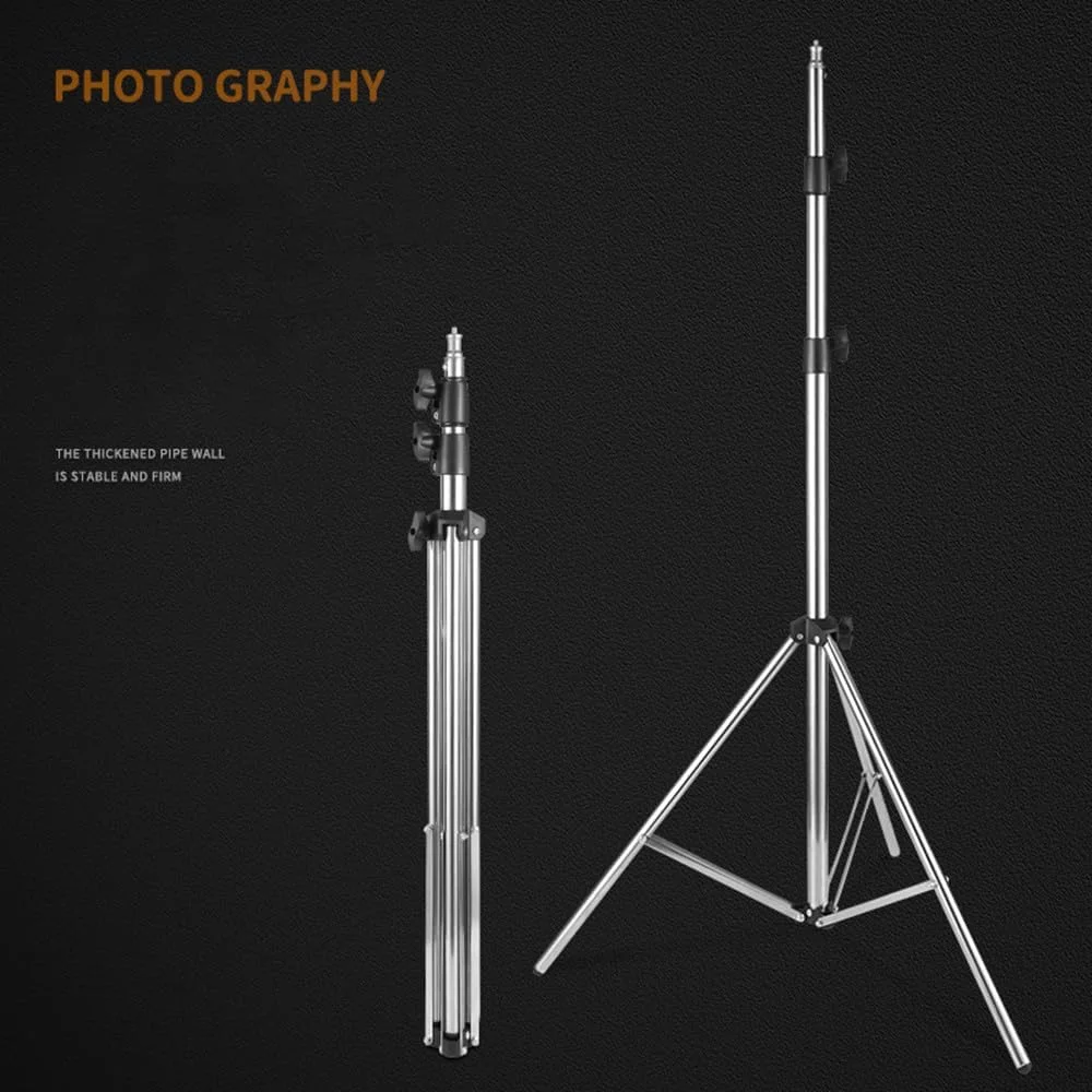 پایه نور سنگین استیل eWINNER با آداپتور یونیورسال 1/4 اینچی برای سافت باکس استودیویی، فلاش مونو لایت و سایر تجهیزات عکاسی (200 سانتی متر)