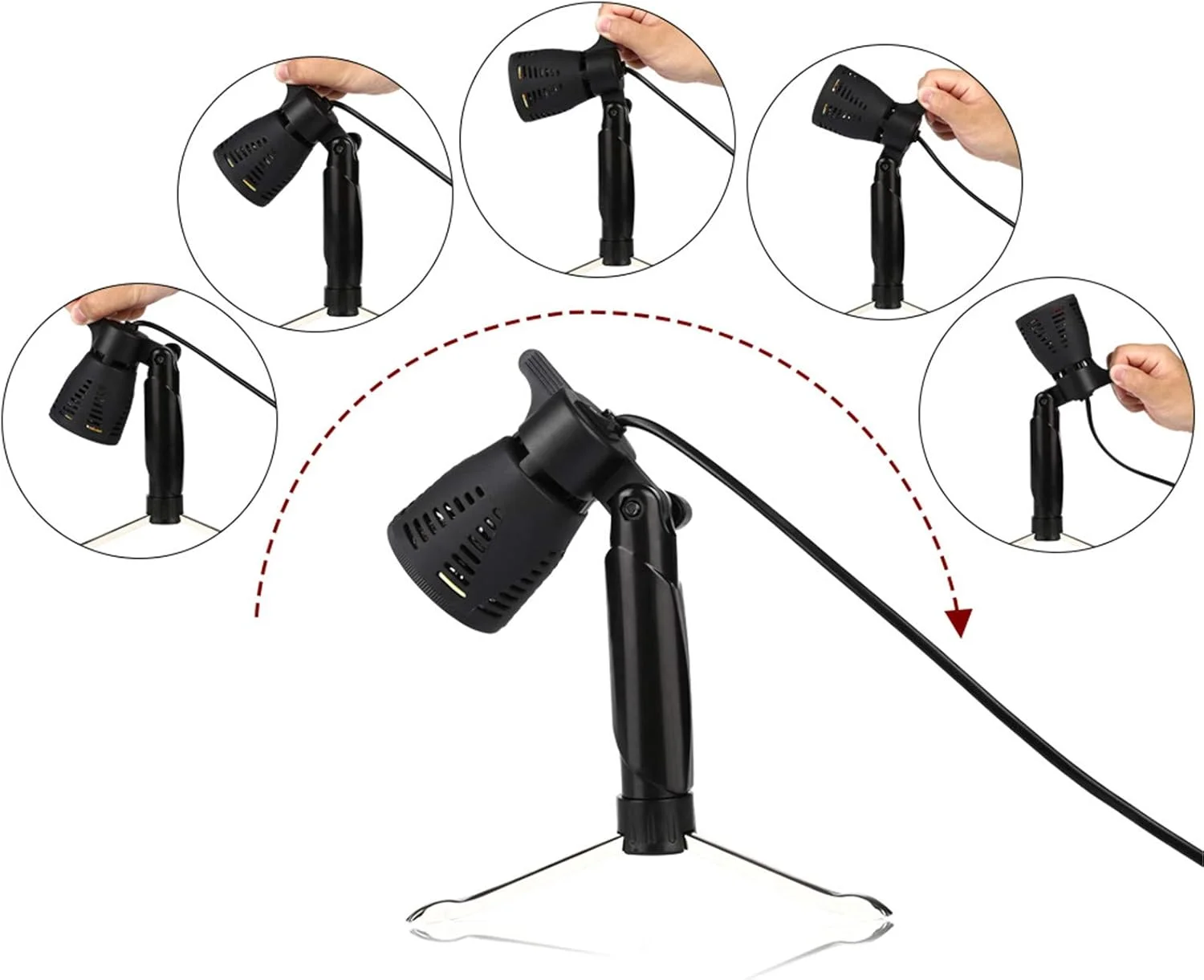 eWINNER ست 2 عددی چراغ رومیزی استودیوی عکس با نور سفید گرم 3500k به همراه پایه و لامپ برای جعبه نور عکاسی