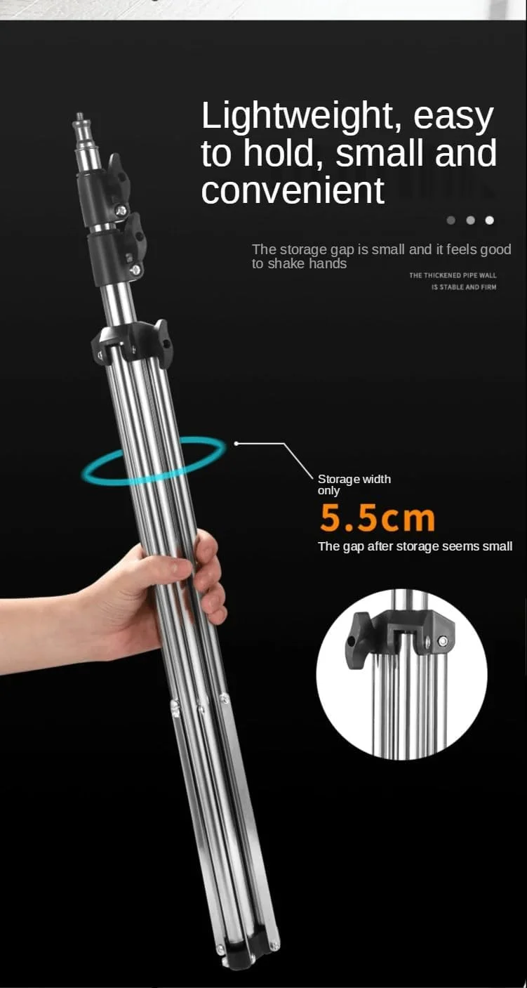 پایه نور سنگین استیل eWINNER با آداپتور یونیورسال 1/4 اینچی برای سافت باکس استودیویی، فلاش مونو لایت و سایر تجهیزات عکاسی (200 سانتی متر)