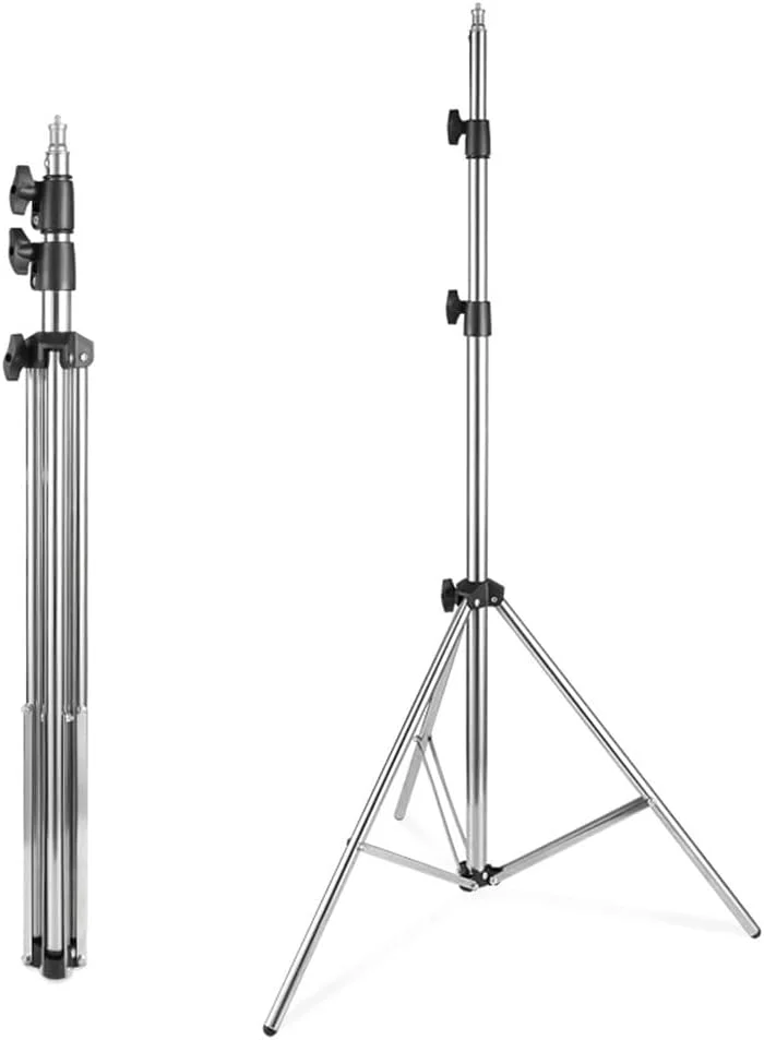 پایه نور استیل 200 سانتی متری eWINNER با پیچ استاندارد 1/4 اینچی، چند منظوره، تاشو و قابل حمل، مناسب برای سافت باکس استودیویی، مونو لایت و سایر تجهیزات عکاسی
