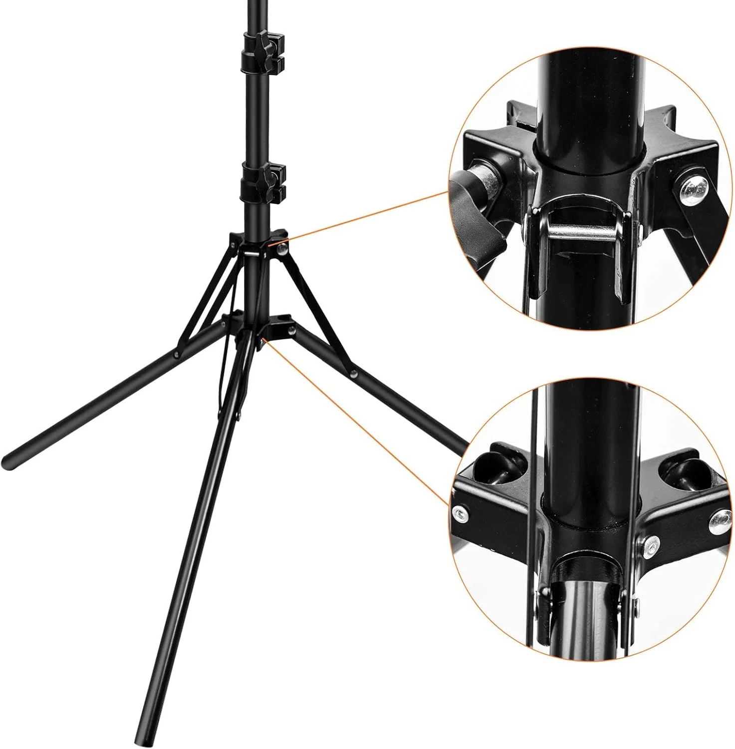 پایه نور آلومینیومی تاشو معکوس 2.1 متری eWINNER با رزوه پیچ 1/4 اینچی برای نور حلقه ای/ سافت باکس/ فلاش/ رفلکتور/ چتر/ عکس/ فیلم/ فیلمبرداری