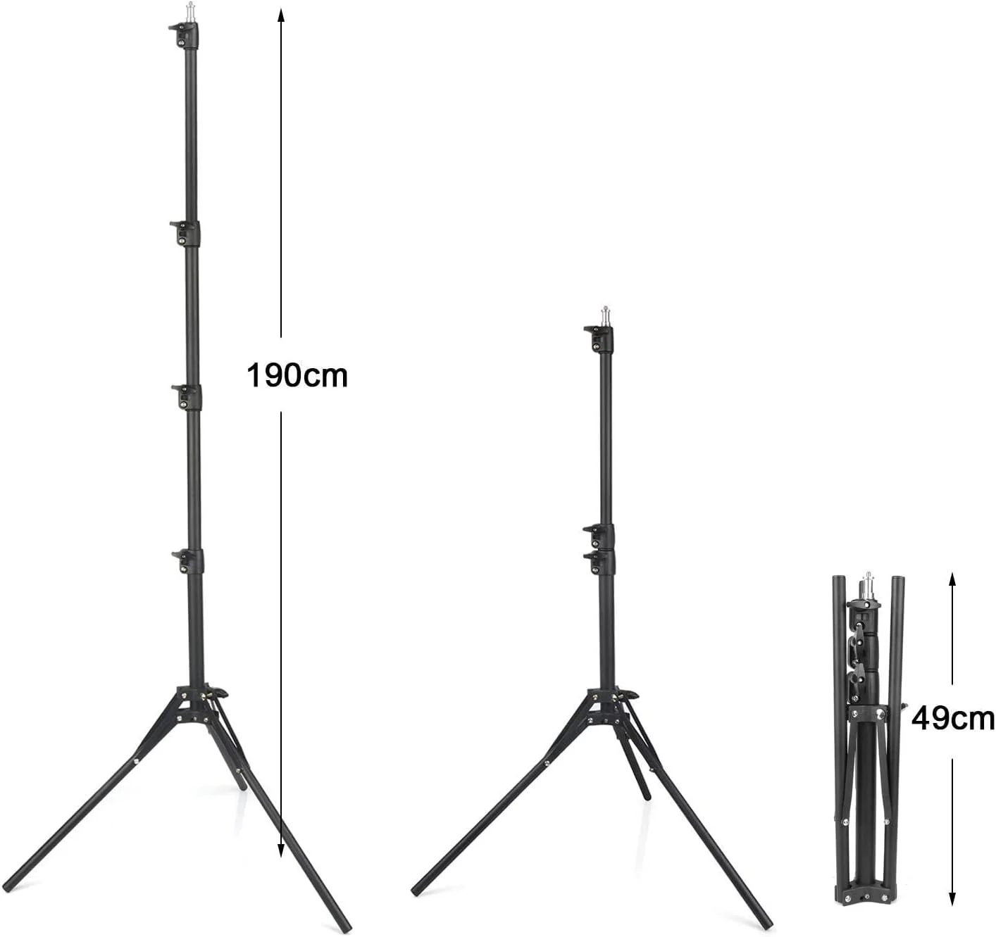پایه نور آلومینیومی تاشو معکوس 2.1 متری eWINNER با رزوه پیچ 1/4 اینچی برای نور حلقه ای/ سافت باکس/ فلاش/ رفلکتور/ چتر/ عکس/ فیلم/ فیلمبرداری