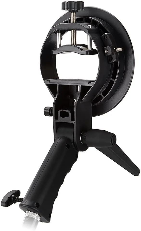نگهدارنده فلاش با مانت Elinchrom S شکل به همراه دسته برای فلاش های اسپیدلایت و استروب های مانت Elinchrom برای استفاده با رفلکتورها/ سافت باکس ها/ اسنوت ها و چترها