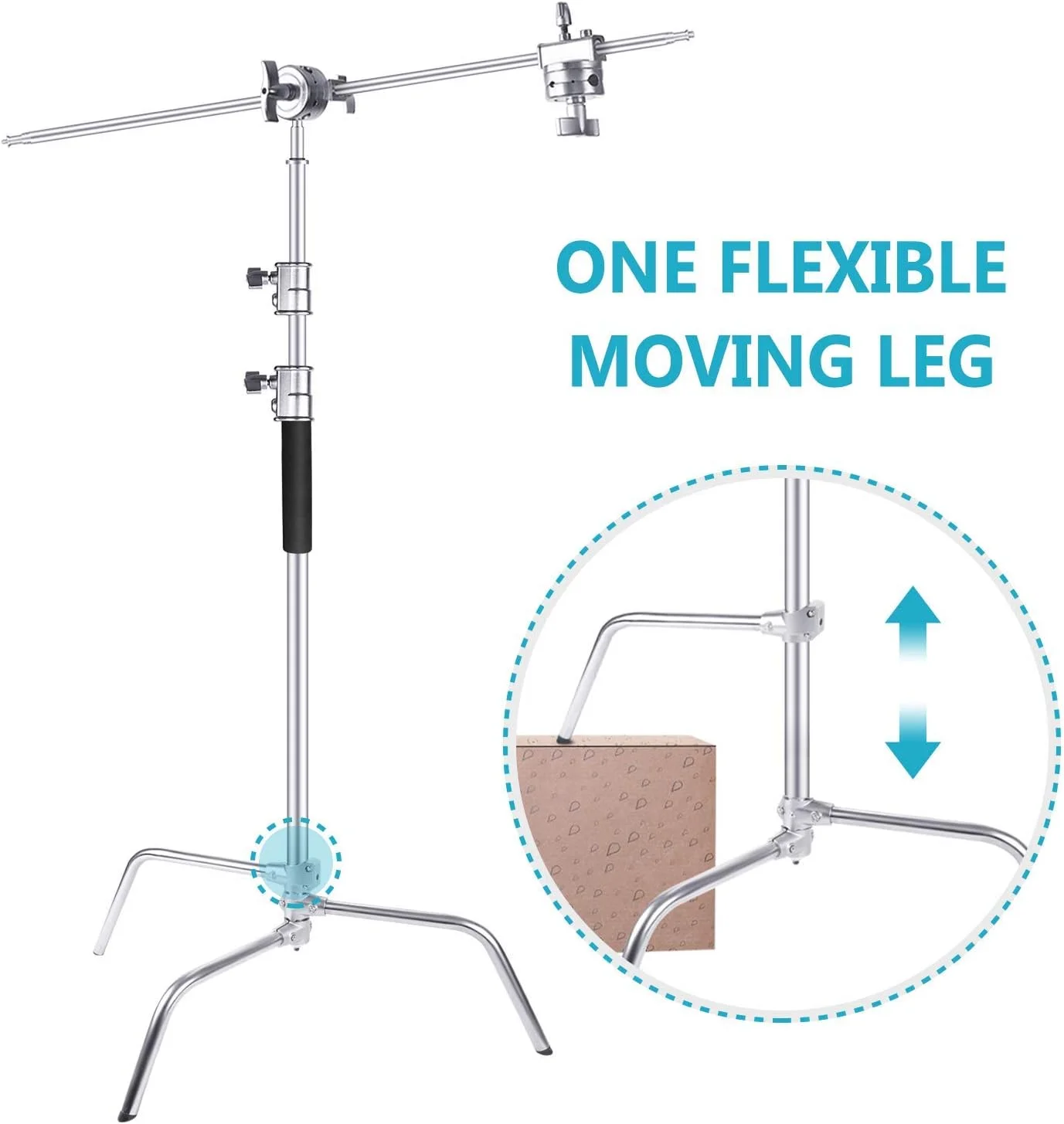 پایه نور C استیل ضد زنگ سنگین eWINNER، حداکثر ارتفاع 330 سانتی متر، پایه نور عکاسی و بازوی نگهدارنده 130 سانتی متری با 2 سر گیره برای استودیو Monolight/Softbox/Reflector/Umbrellas پایه نور C استیل ضد زنگ سنگین eWINNER، حداکثر ارتفاع 330 سانتی متر، پایه نور عکاسی و بازوی نگهدارنده 130 سانتی متری با 2 سر گیره برای استودیو Monolight/Softbox/Reflector/Umbrellas