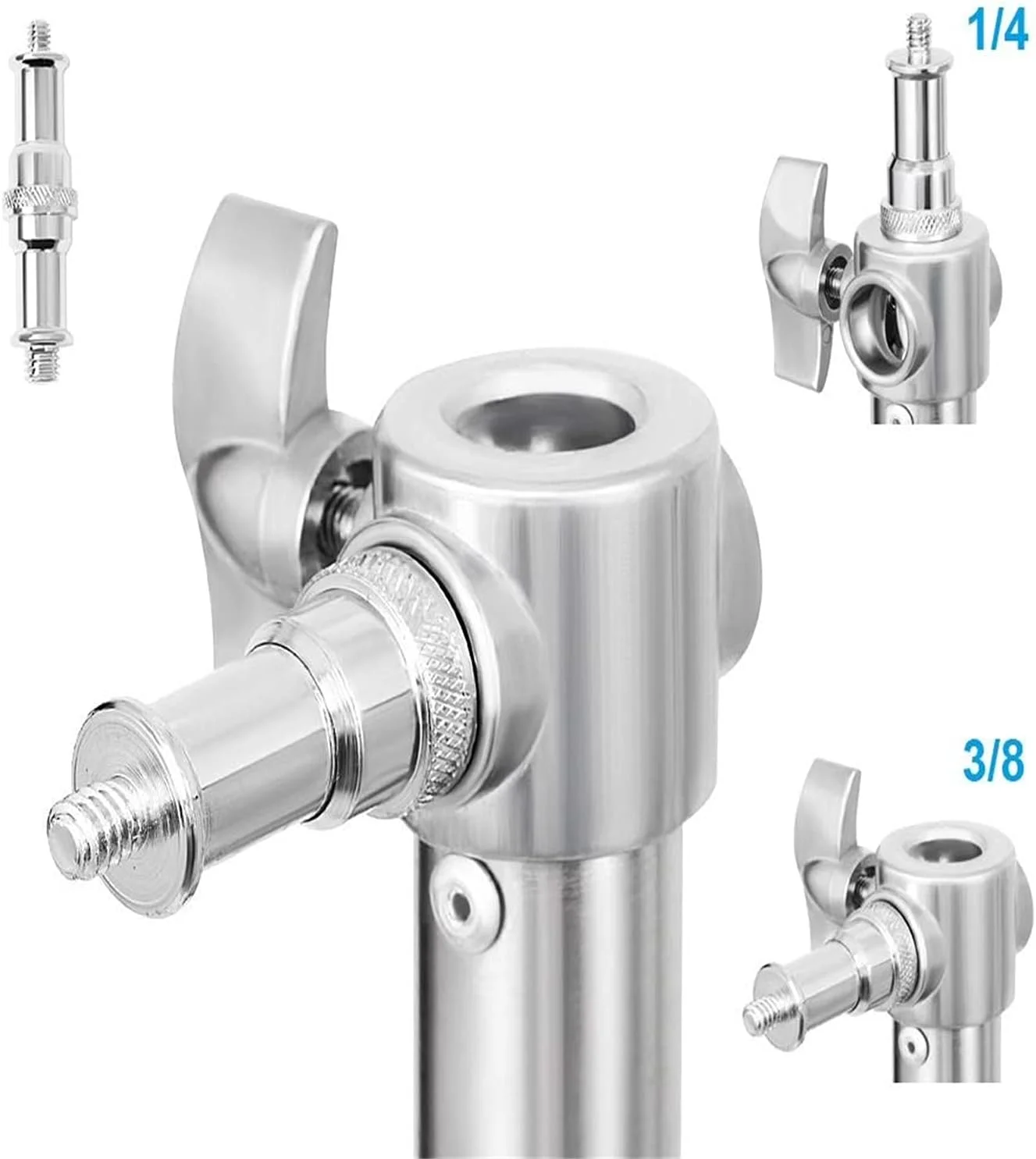 پایه نور استیل سنگین eWINNER، 280 سانتی متر، با آداپتور یونیورسال 1/4 اینچ به 3/8 اینچ، مناسب برای سافت باکس استودیویی، فلاش استروب و سایر تجهیزات عکاسی (نقره ای)