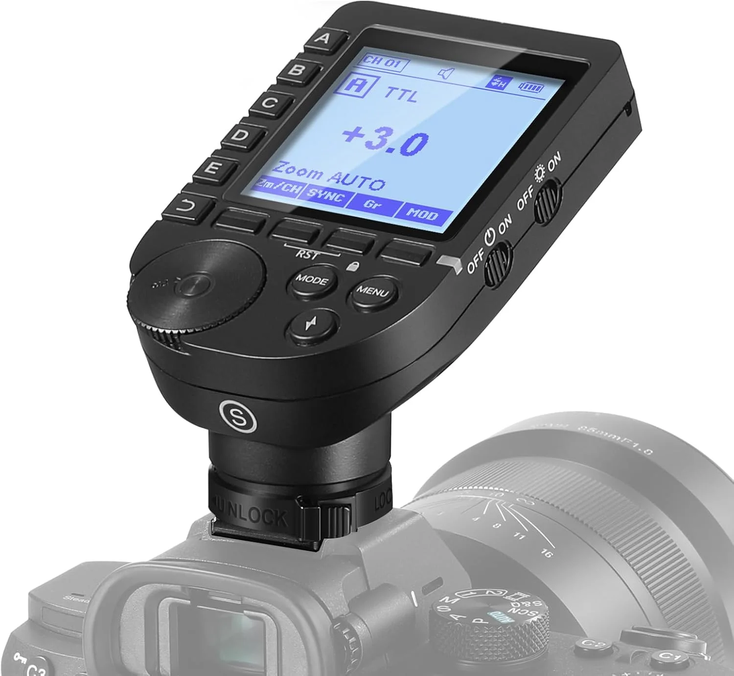 فلاش تریگر بی‌سیم TTL ارتقا یافته QPRO-S نیور سازگار با سونی، HSS 1/8000s، صفحه نمایش بزرگ با طراحی مورب، 5 گروه، 9 عملکرد قابل تنظیم برای Q4 Q3 Z1 Z760 NW420 S101-300W PRO/400W PRO