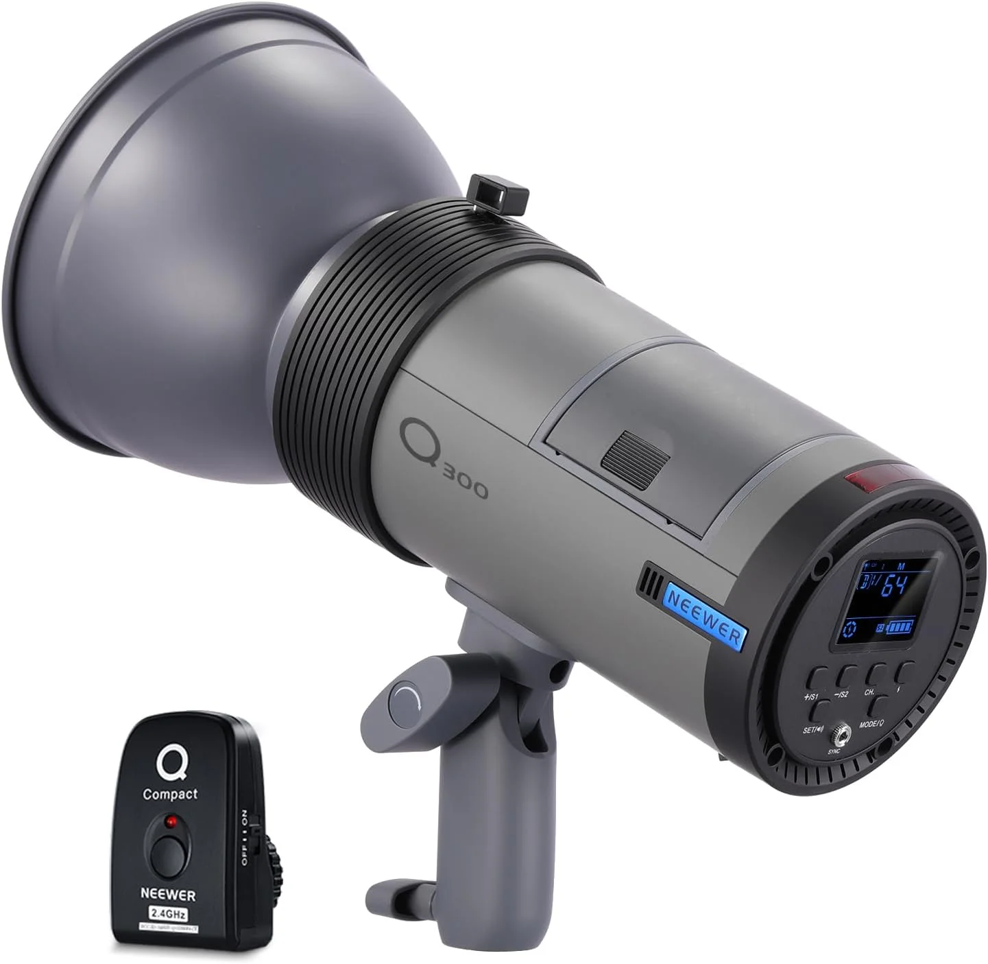فلاش استودیویی قابل حمل NEEWER Q300 300WS 2.4G به همراه شاتر بی‌سیم Q Compact، نور استروب با باتری لیتیوم یون 7800mAh برای نورپردازی تک‌نور عکاسی