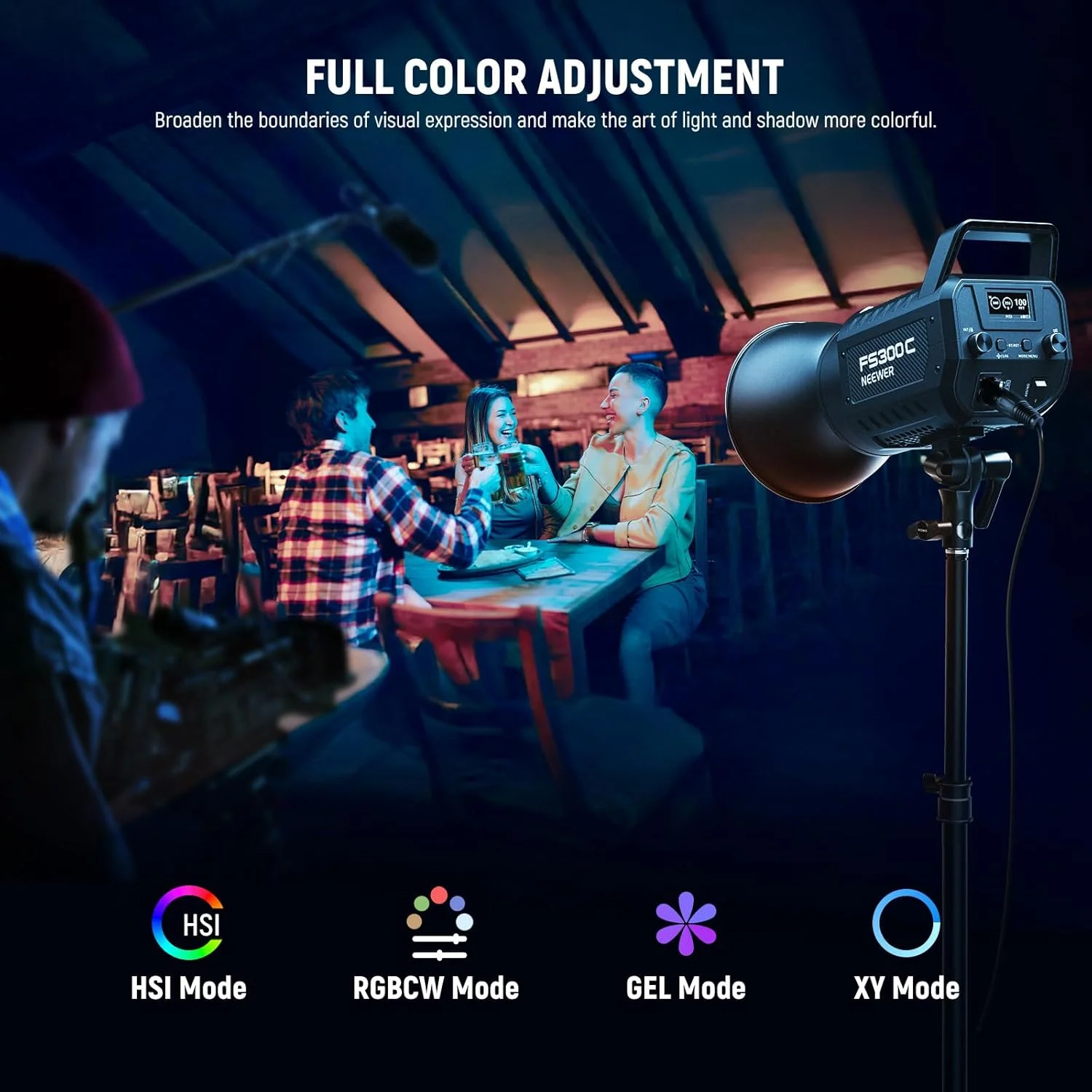 نور ویدئویی ال ای دی RGB نیور 300 وات با کنترل از طریق اپلیکیشن/2.4G، دارای 17 افکت، 2500-7500K 36000lux/1m COB، نورپردازی خروجی مداوم، CRI95+/TLCI97+، 4 منحنی دیمینگ، نورافکن مانت بوئنز برای استودیو، FS300C نور ویدئویی ال ای دی RGB نیور 300 وات با کنترل از طریق اپلیکیشن/2.4G، دارای 17 افکت، 2500-7500K 36000lux/1m COB، نورپردازی خروجی مداوم، CRI95+/TLCI97+، 4 منحنی دیمینگ، نورافکن مانت بوئنز برای استودیو، FS300C